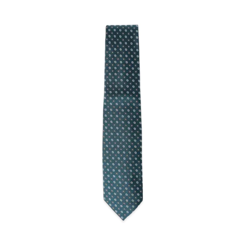 BEAMS Silk Flower Pattern Necktie "Green"