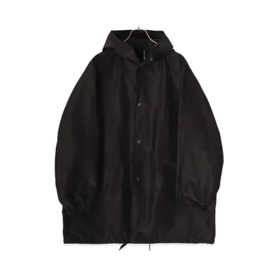 COMOLI Cotton Silk Hooded Coat "Brown"