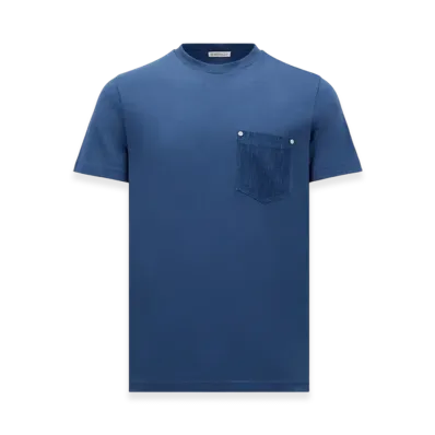 MONCLER Cotton & Denim T-Shirt with Pocket "Blue"
