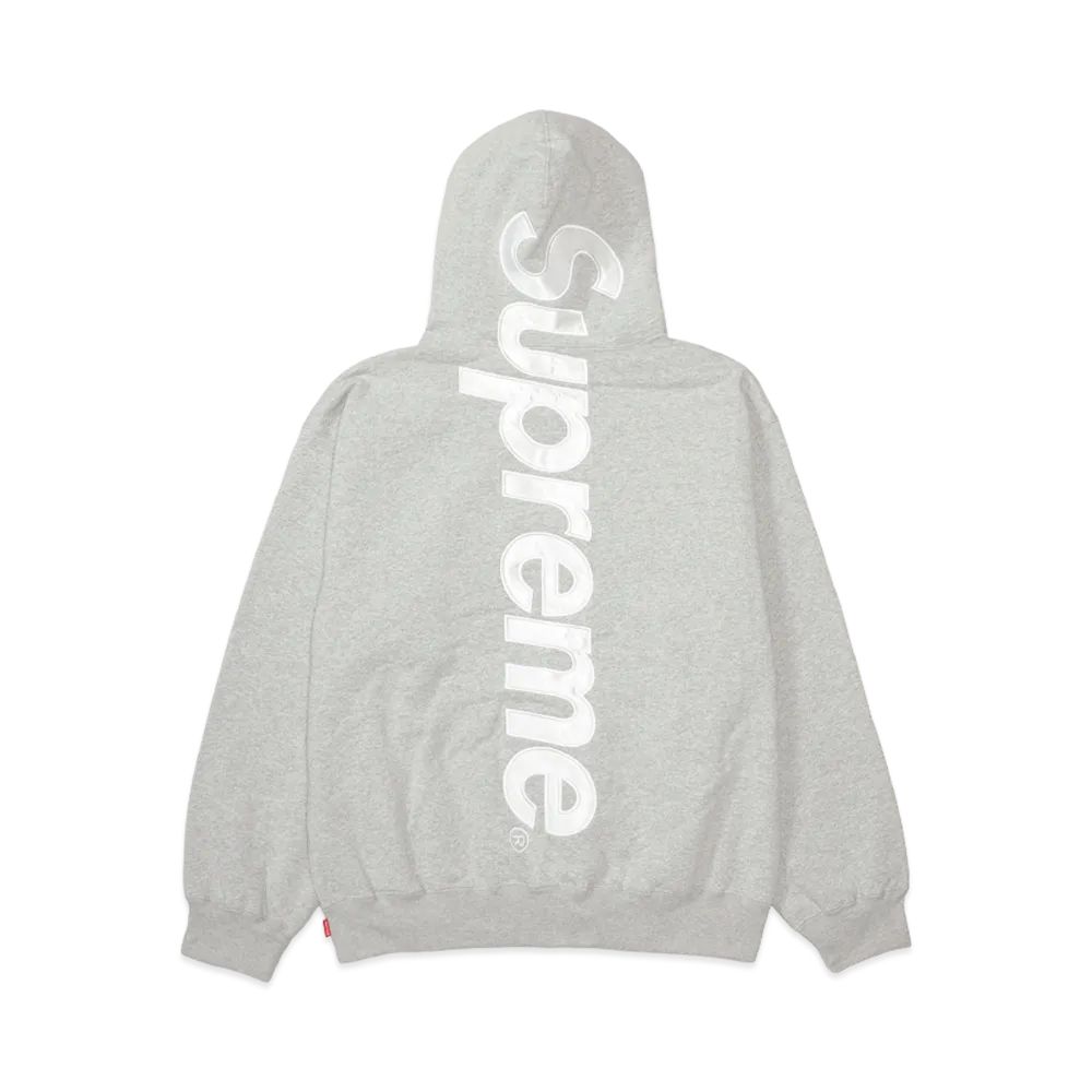 Supreme Satin Applique Hooded Sweatshirt (26SS) "Heather Grey"