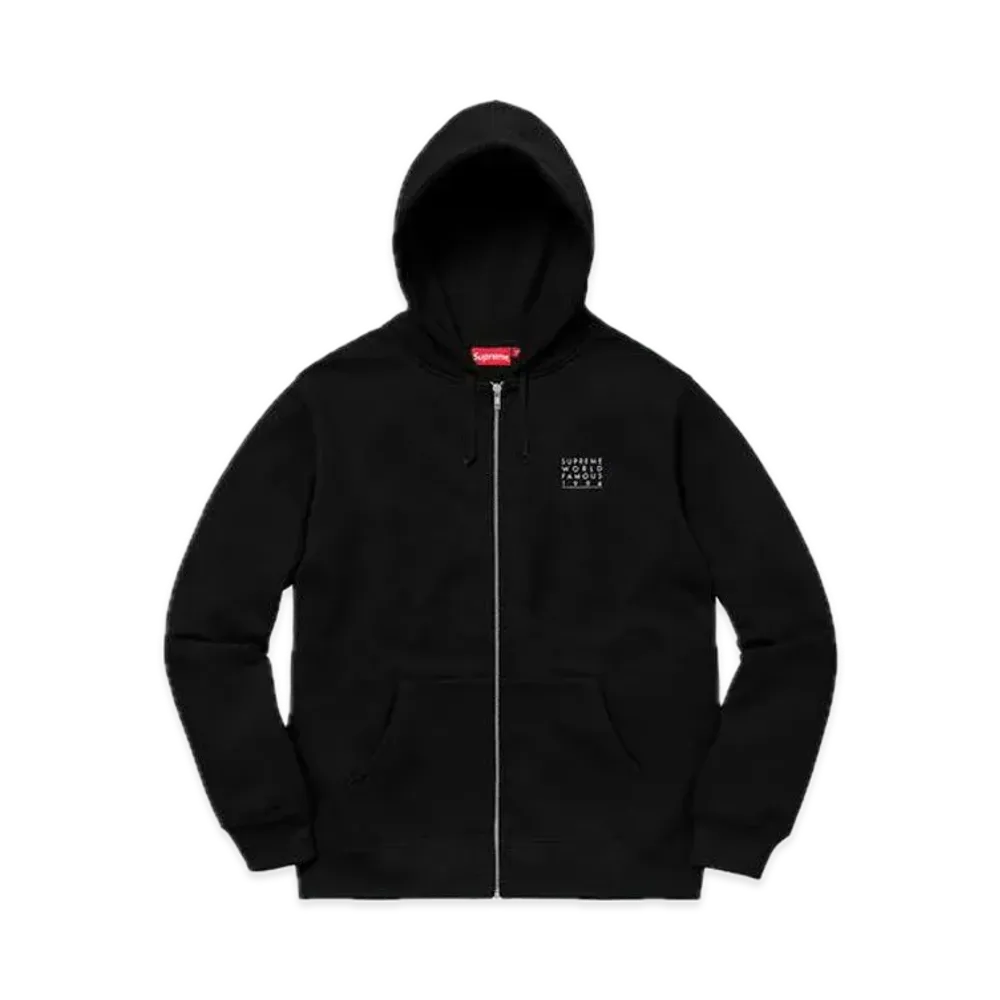 Supreme World Famous Zip Up Hooded Sweatshirt "Black"