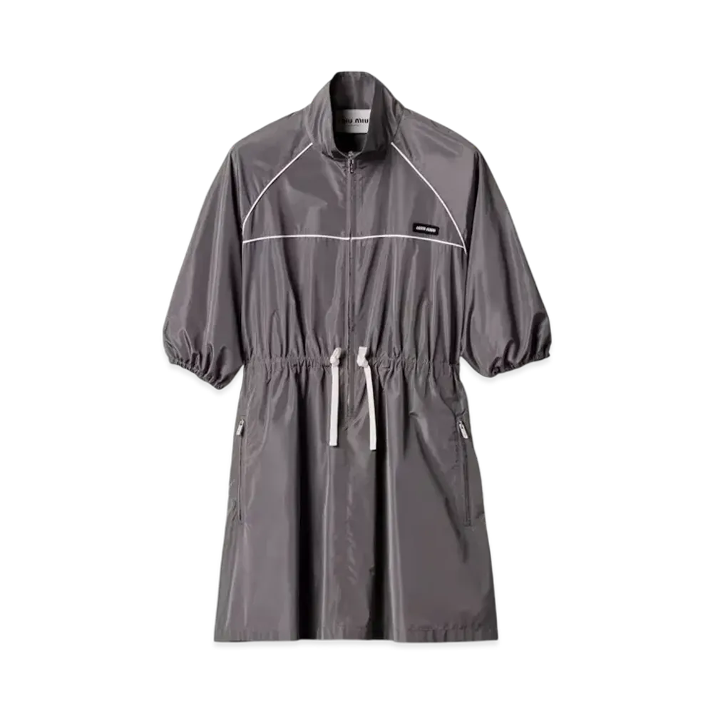 MIUMIU Women's Technical Silk Mini-Dress "Silver"