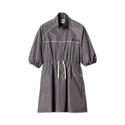 MIUMIU Women's Technical Silk Mini-Dress "Silver"