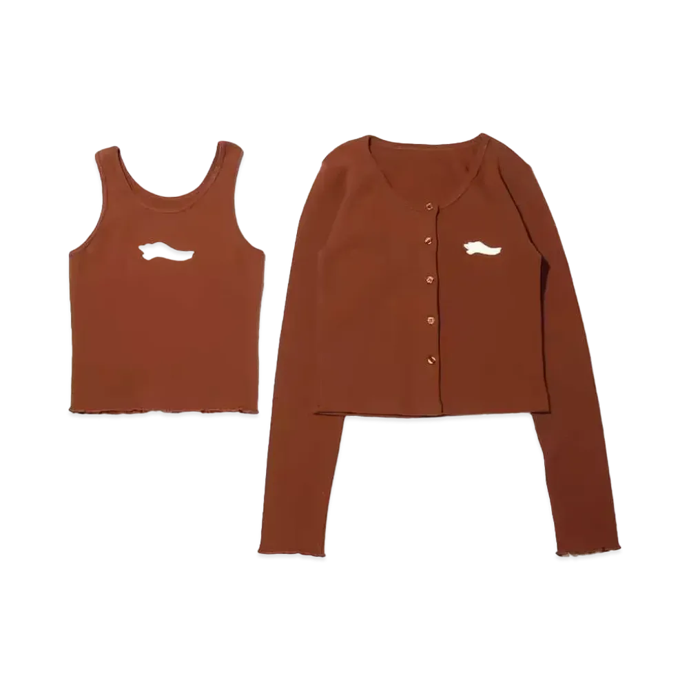 atmos pink x Riehata Logo Shishwili Tank Top Cardigan Set "Brown"