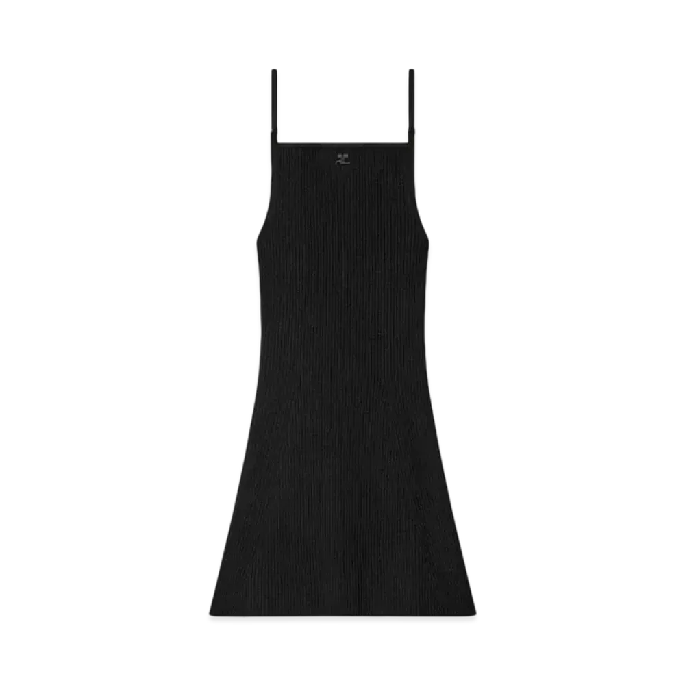 Courreges Rib Knit Mini Dress "Black"