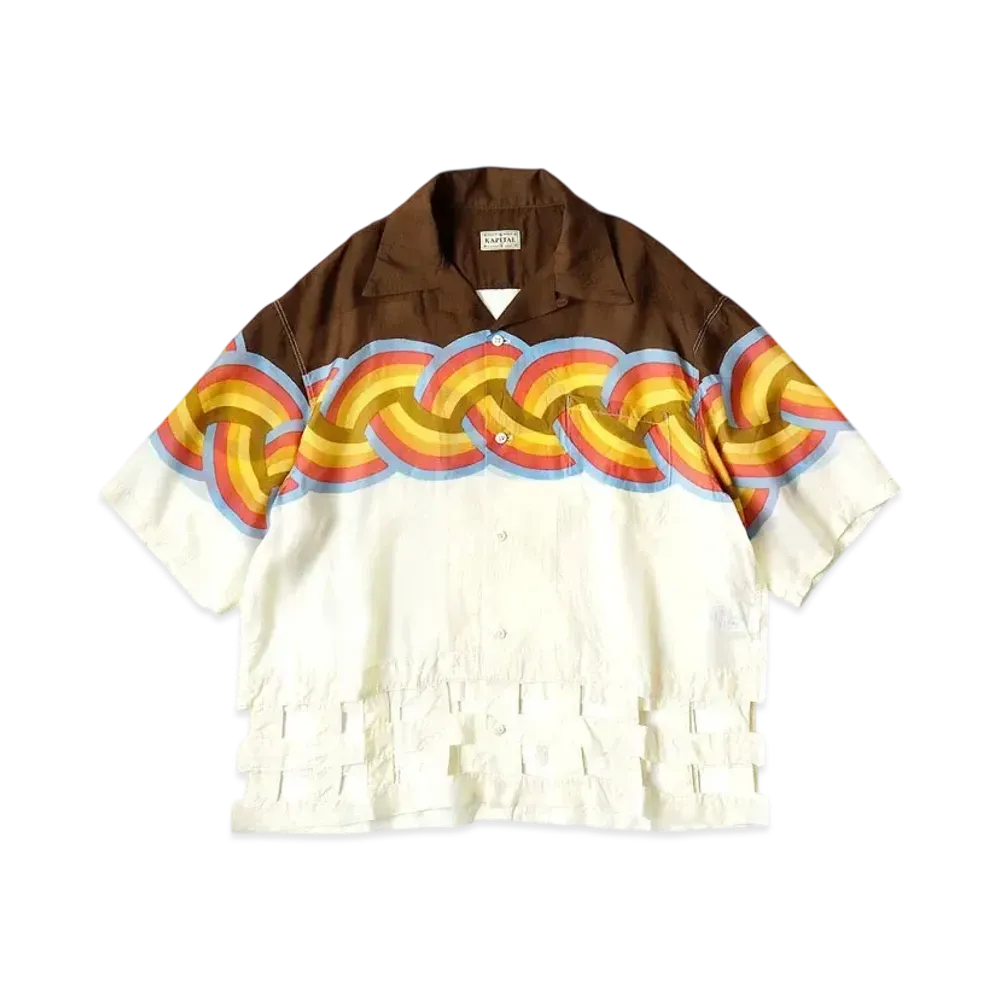 KAPITAL Silk Rayon Rainbow Wind Pen Aloha Shirt "Brown Kinari"