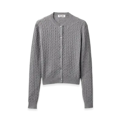 MIU MIU Women's Cashmere Knit Cardigan "Steel Grey"