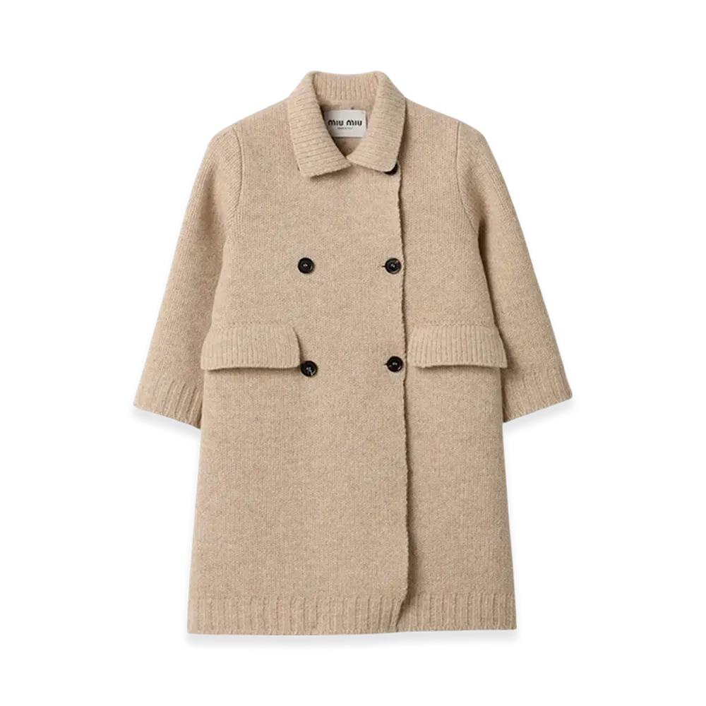 MIU MIU Women's Embroidered Wool Jacket "Sand Beige"