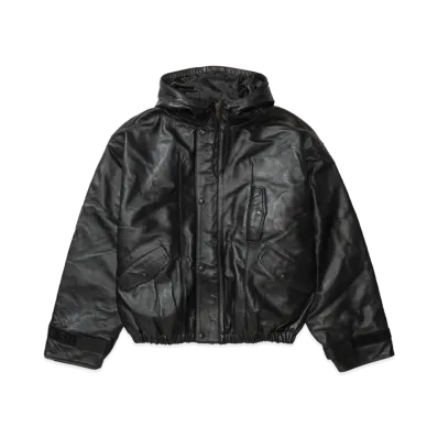 Supreme x Marithe + Francois Girbaud Hooded Leather Flight Bomber Jacket "Black"