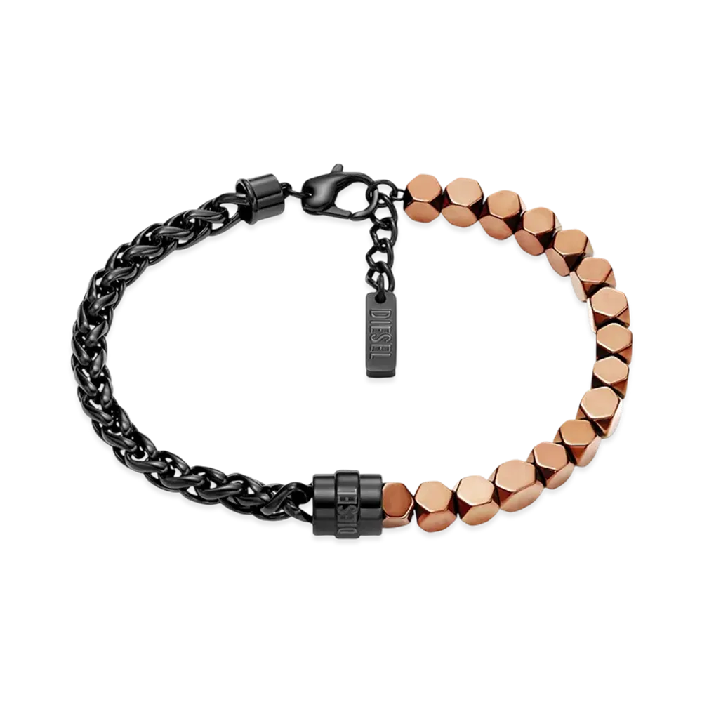 Diesel Dx1648931 Stainless Steel And Hematite Beaded Bracelet "Black/Bronze"