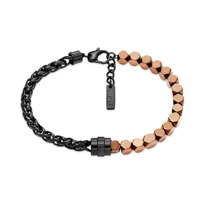 Diesel Dx1648931 Stainless Steel And Hematite Beaded Bracelet "Black/Bronze"