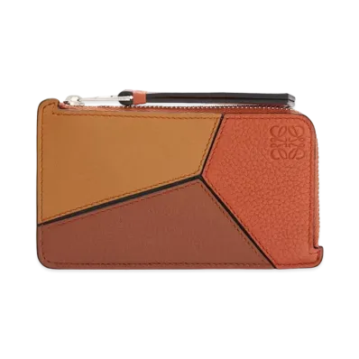 LOEWE Puzzle Coin Cardholder In Classic Calfskin "Pumpkin / Rust"