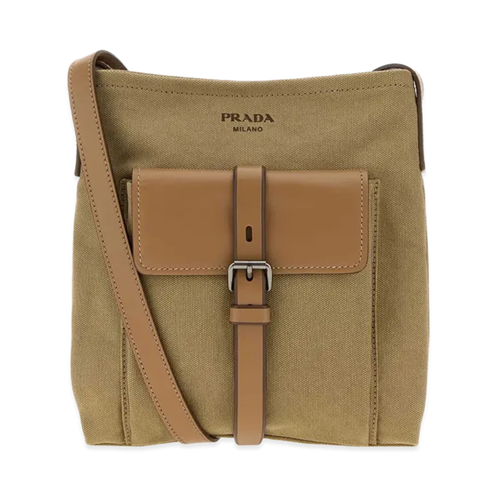 PRADA Canvas Route Crossbody Bag "Camel"