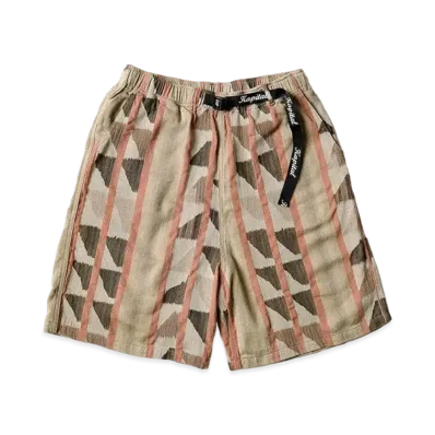 KAPITAL Cotton Pueblo Stripe Easy Shorts "Pink Beige"