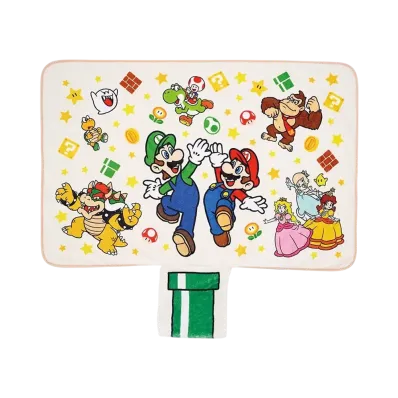 BANDAI "Ichiban Kuji" -Super Mario Always Together Mario & Friends- C Prize Blanket with storage pocket