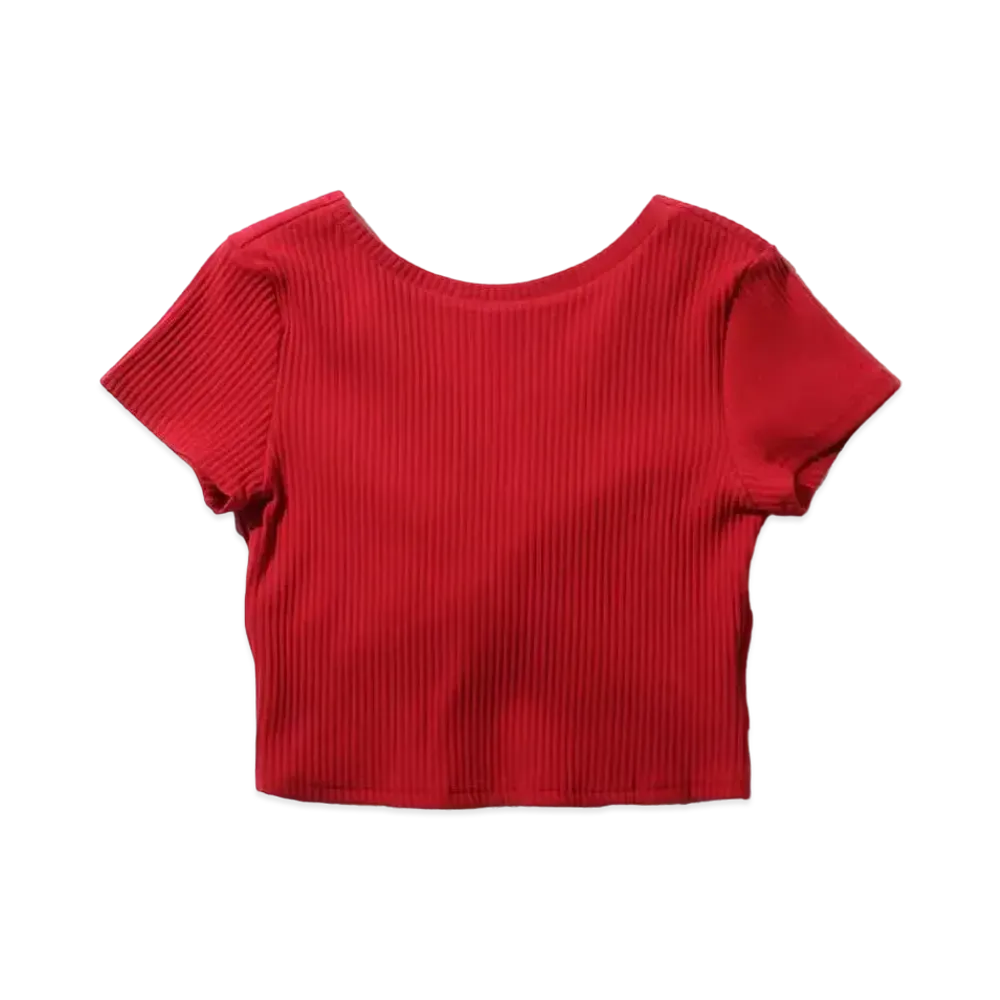 atmos pink Rib Pleated Twist T-Shirt "Red"