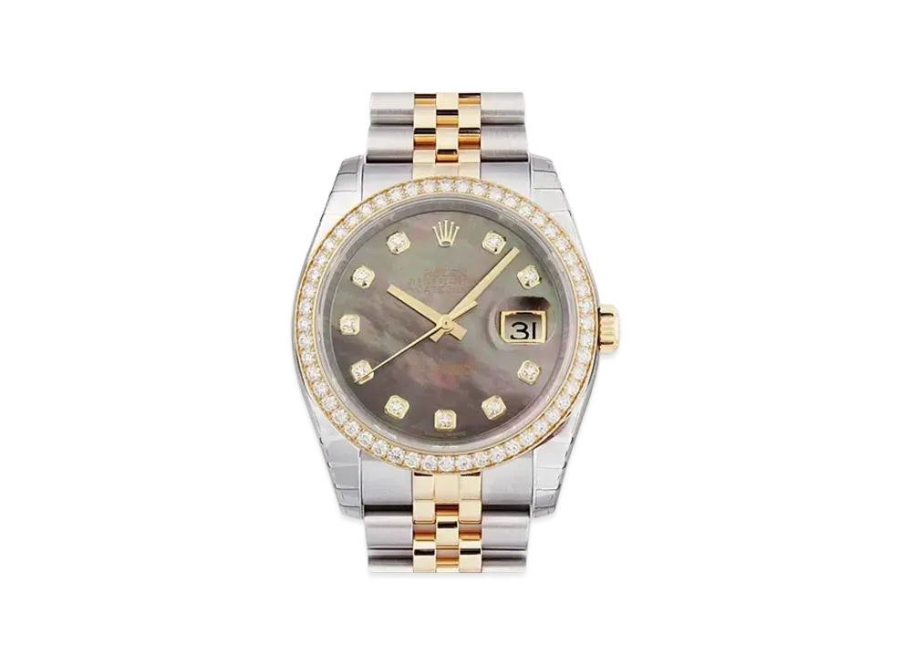 ROLEX Datejust 10P Diamonds "Black Shell/Stainless Steel/Yellow Gold"