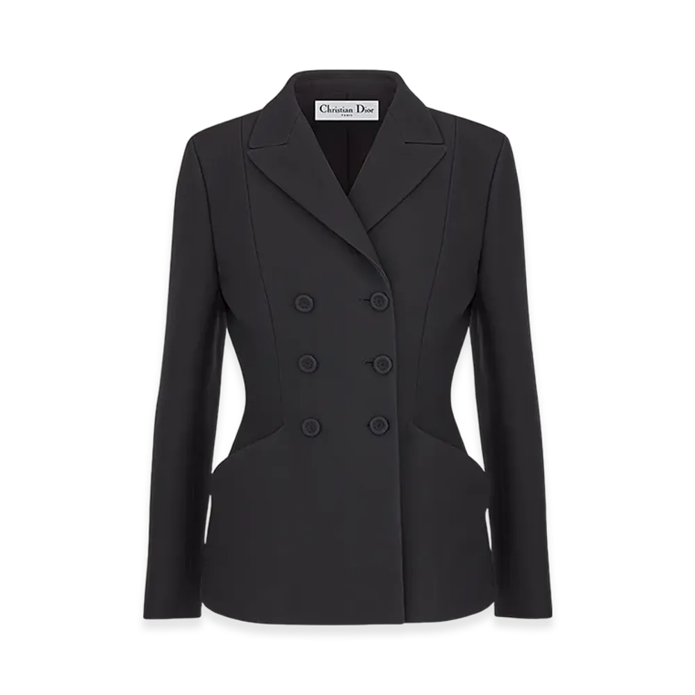 Dior Women's 30 Montaigne Bar Jacket Double Breasted Wool Silk "Black"