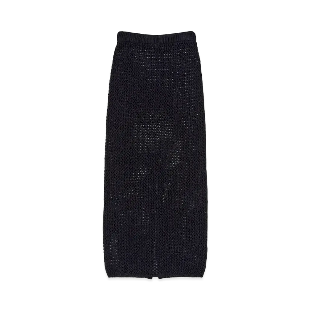 AURALEE Cotton Lily-Yarn Mesh Knit Skirt "Dark Navy"