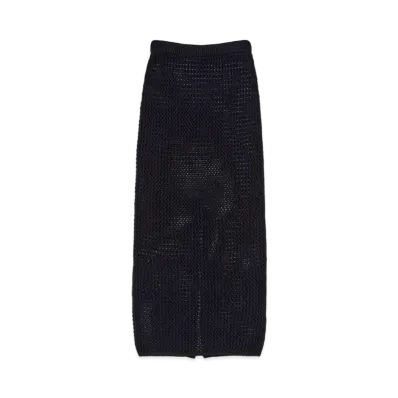AURALEE Cotton Lily-Yarn Mesh Knit Skirt "Dark Navy"
