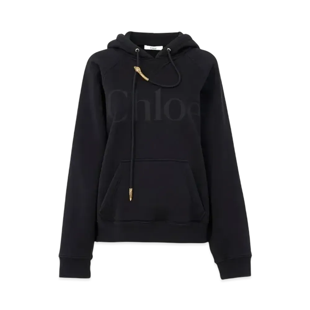 Chloe Generous Logo Hoodie In Cotton Fleece "Black"