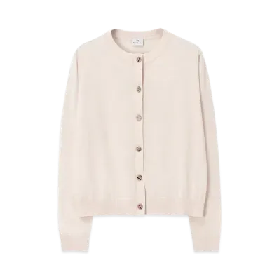 Paul Smith Women's Swirl Button Crew Neck Cardigan "Ecru"
