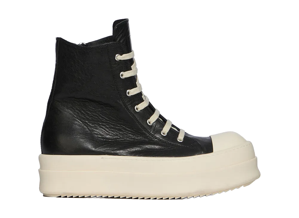 Rick Owens Women's SS26 Mega Bumper Sneaks Tumbled Lamb "Black/Milk"
