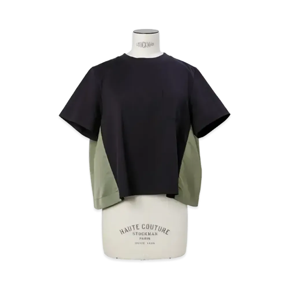 sacai Nylon Twill x Cotton Jersey T-Shirt "Navy/Khaki"