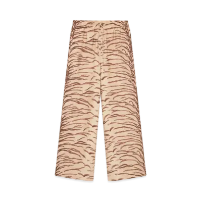 STELLA McCARTNEY Tiger Print High-Rise Wide-Leg Pants "Natural"