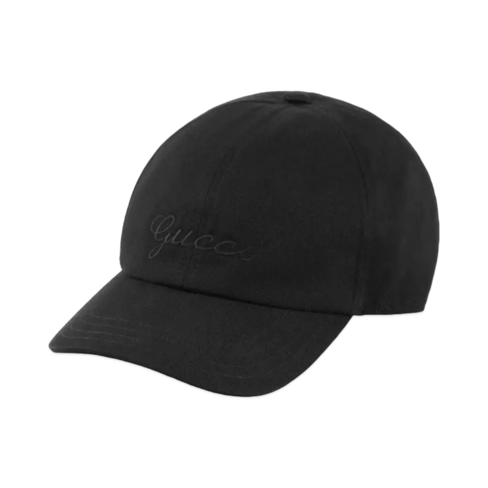 GUCCI Cotton Baseball Hat With Embroidery "Black"