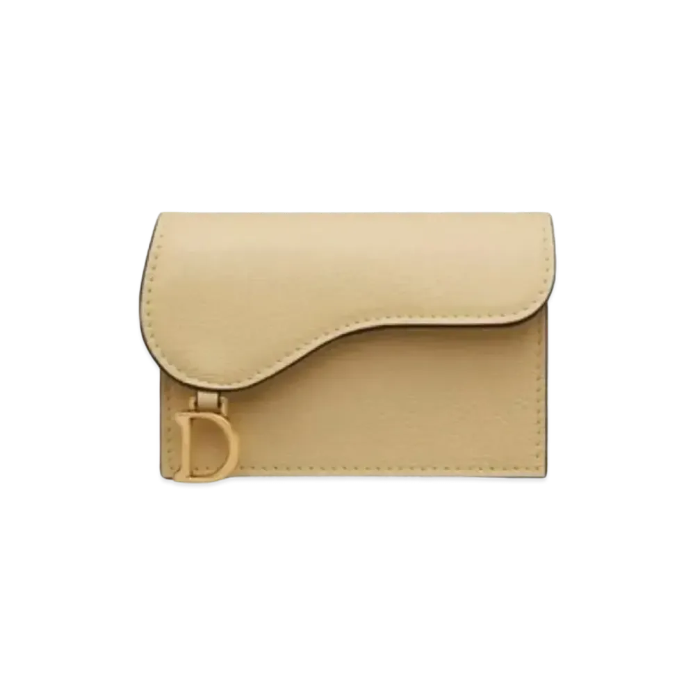 Dior Saddle Flip Card Holder "Light Yellow"