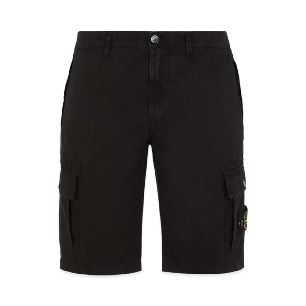 Stone Island L11WA Brushed Cotton Canvas Garment Dyed Bermuda Shorts - 22SS "Black"