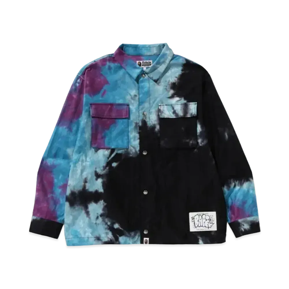 A BATHING APE Tie Dye Relaxed Fit CPO Shirts "Black"