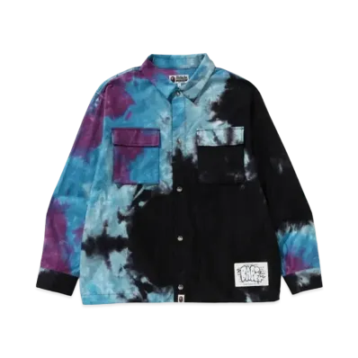A BATHING APE Tie Dye Relaxed Fit CPO Shirts "Black"