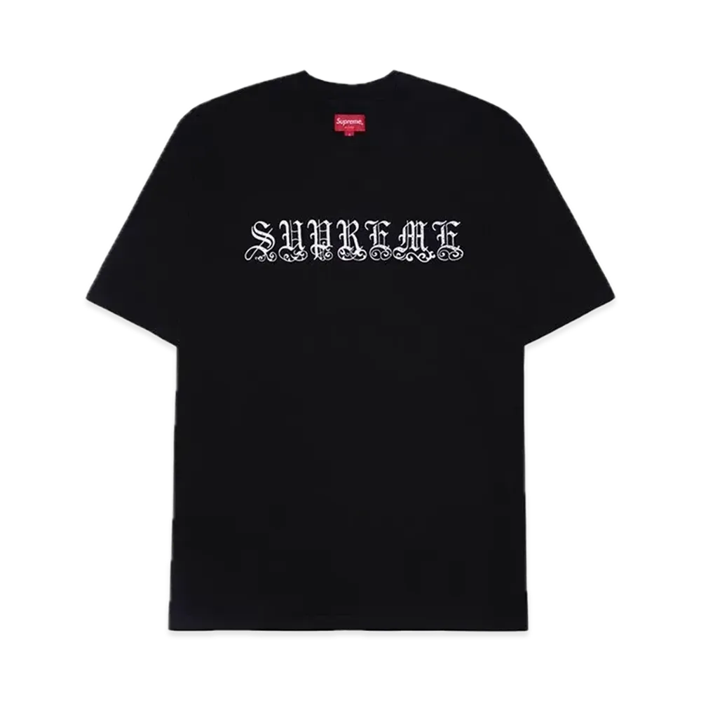 Supreme Old English Rhinestone S/S Top "Black"