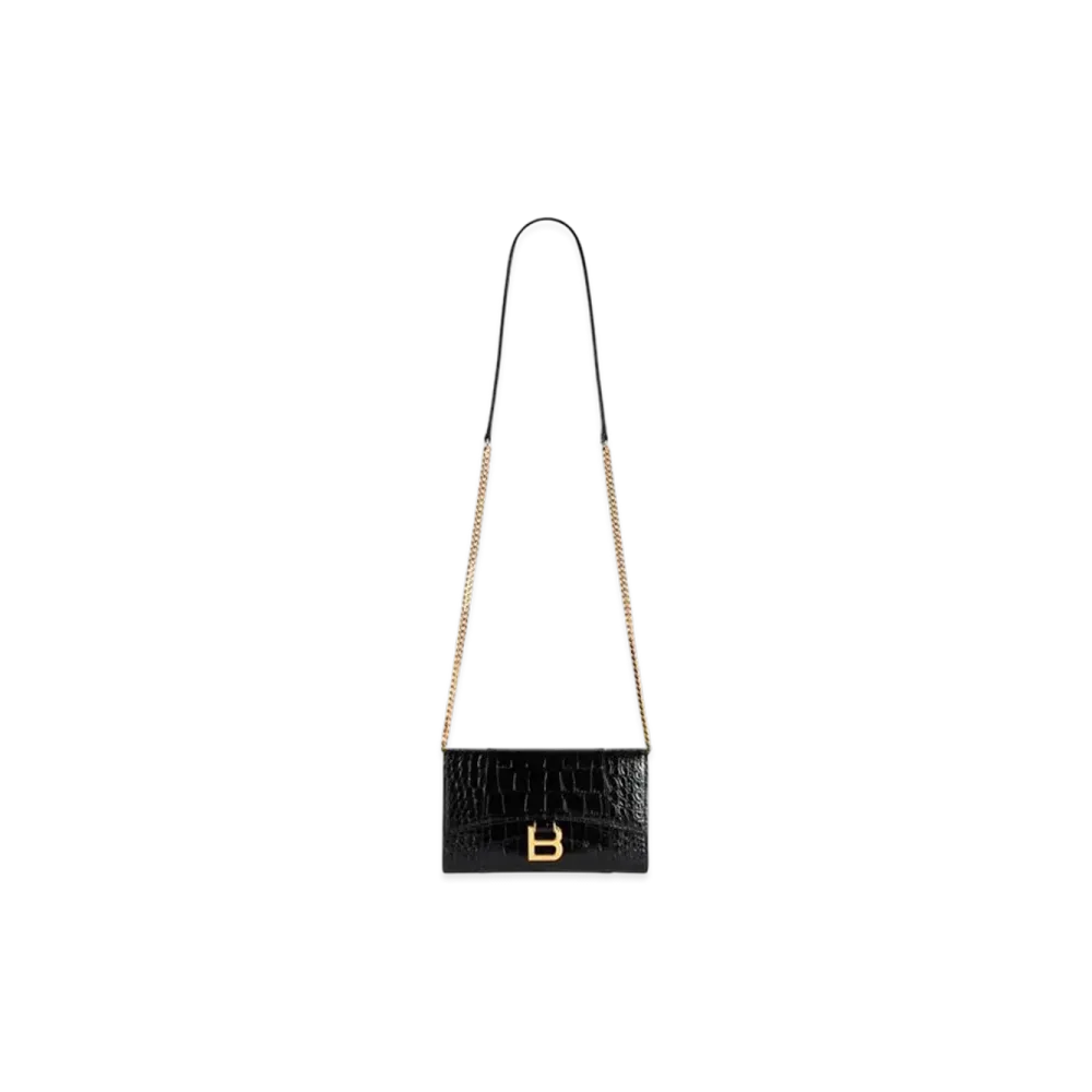 BALENCIAGA Hourglass Chain Wallet "Black"