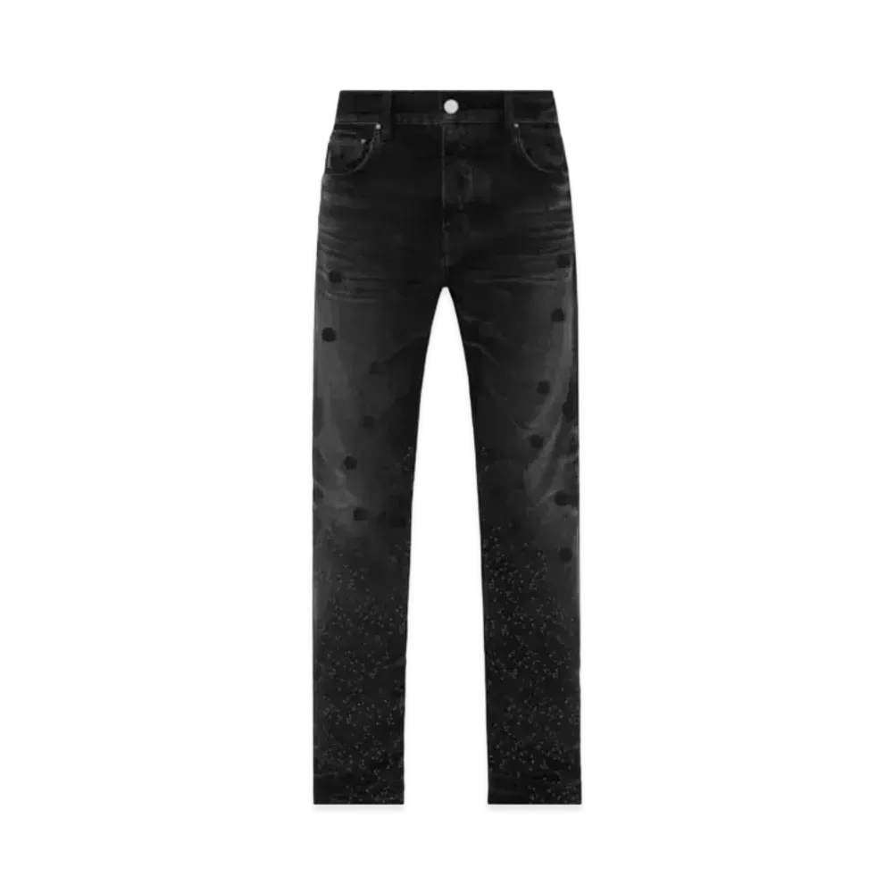 AMIRI Floral Crystal Straight Jean "Faded Black"