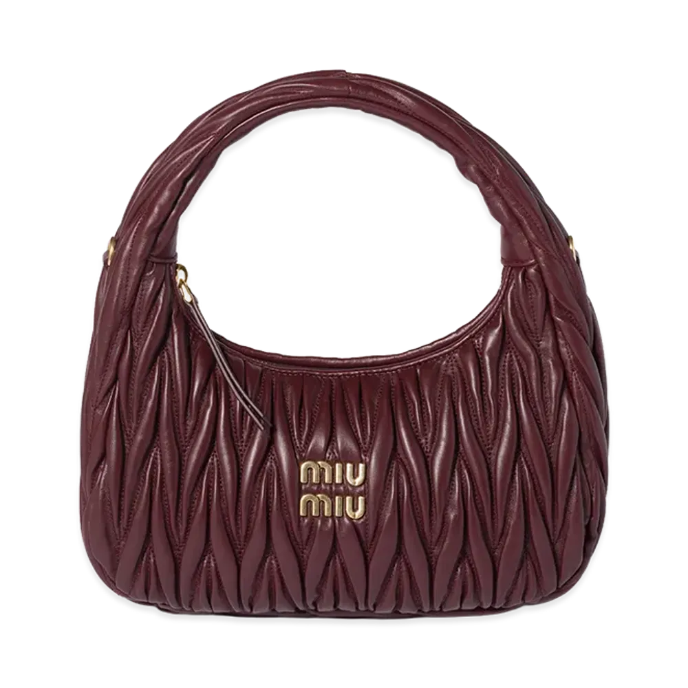 MIU MIU Wander Matelasse Leather Hobo Bag "Burgundy"