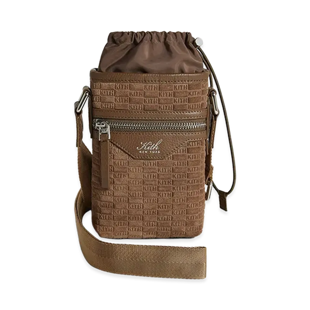 Kith Monogram Suede Drawstring Pouch "Java"