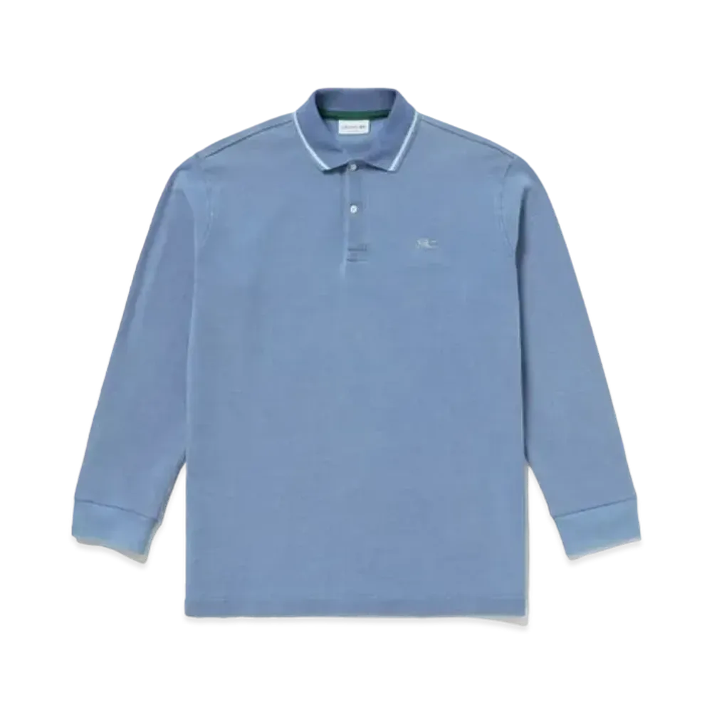 LACOSTE Loose Fit Big Pique Ground Indigo Polo Shirt "Indigo Blue"