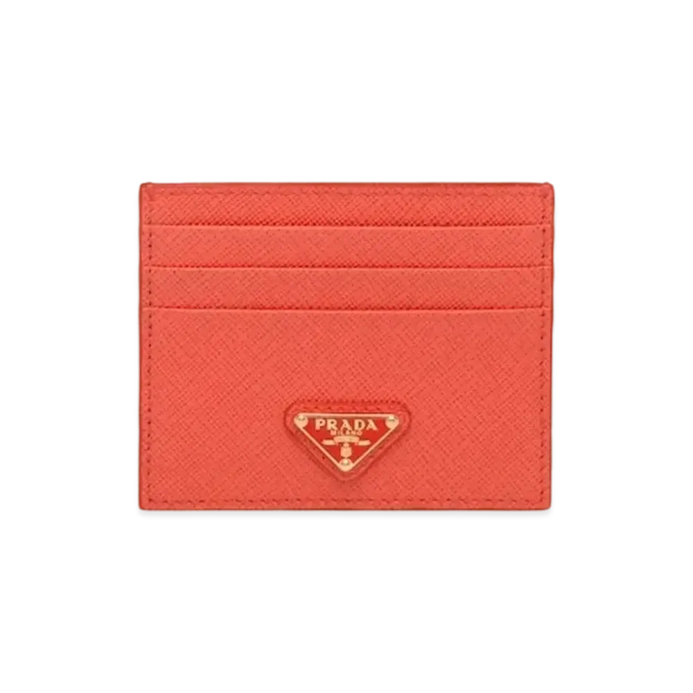 PRADA Saffiano Leather Card Holder "Orange"