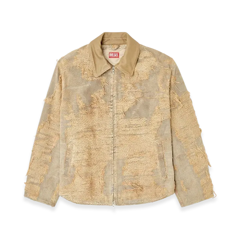 Diesel D-Ivar-Fsg Jacket In Overdyed Floating-Thread Denim "Light Brown"