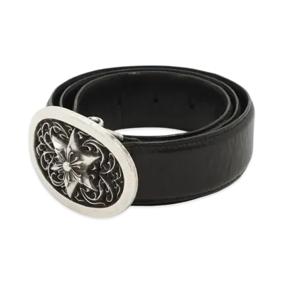 Chrome Hearts Classic Oval Star Leather Belt "Silver/Black"