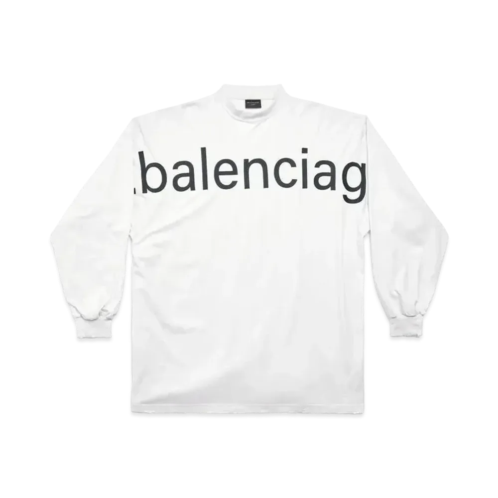 BALENCIAGA MENS Long Sleeve T-shirt Oversized "White/Black"