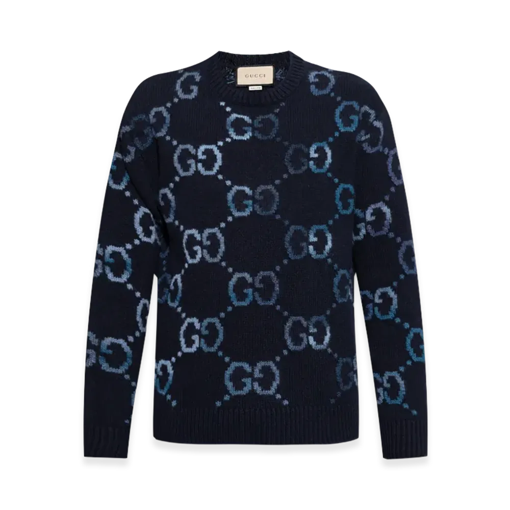 GUCCI GG Intarsia Wool Sweater "Black"