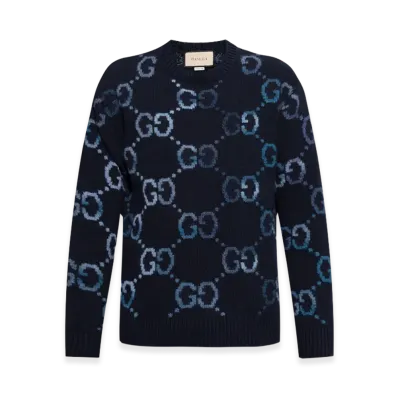 GUCCI GG Intarsia Wool Sweater "Black"