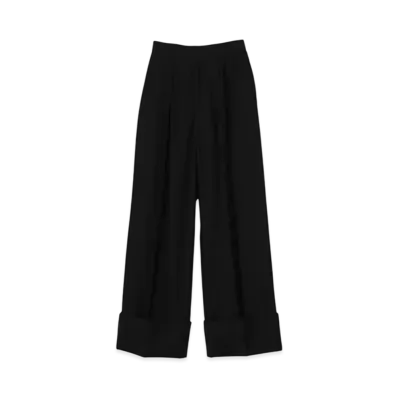 Graphpaper Cotton Cupro Back Satin Wide Trousers "Black"