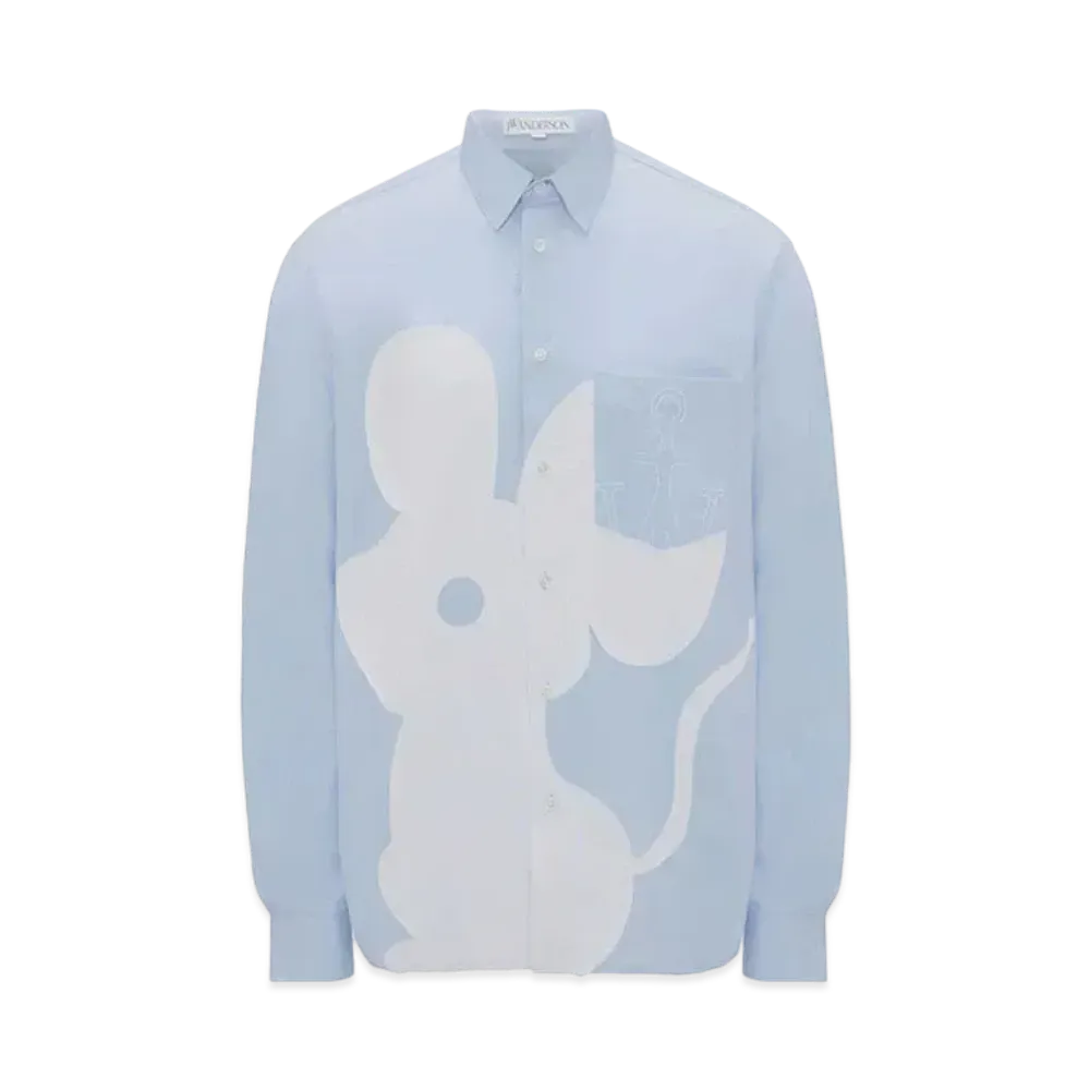 JW ANDERSON Mouse Applique Shirt "Light Blue"