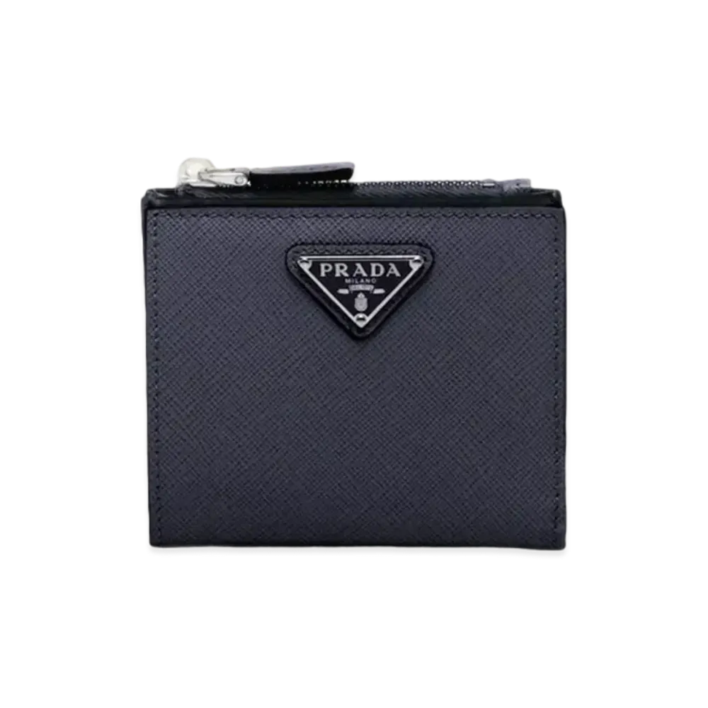 PRADA Small Saffiano Leather Wallet "Baltic Blue"