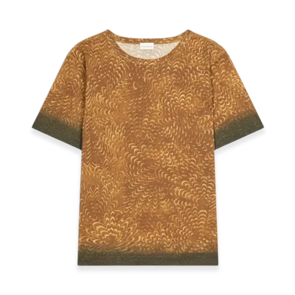 DRIES VAN NOTEN Printed Cotton Tee "Bronze"